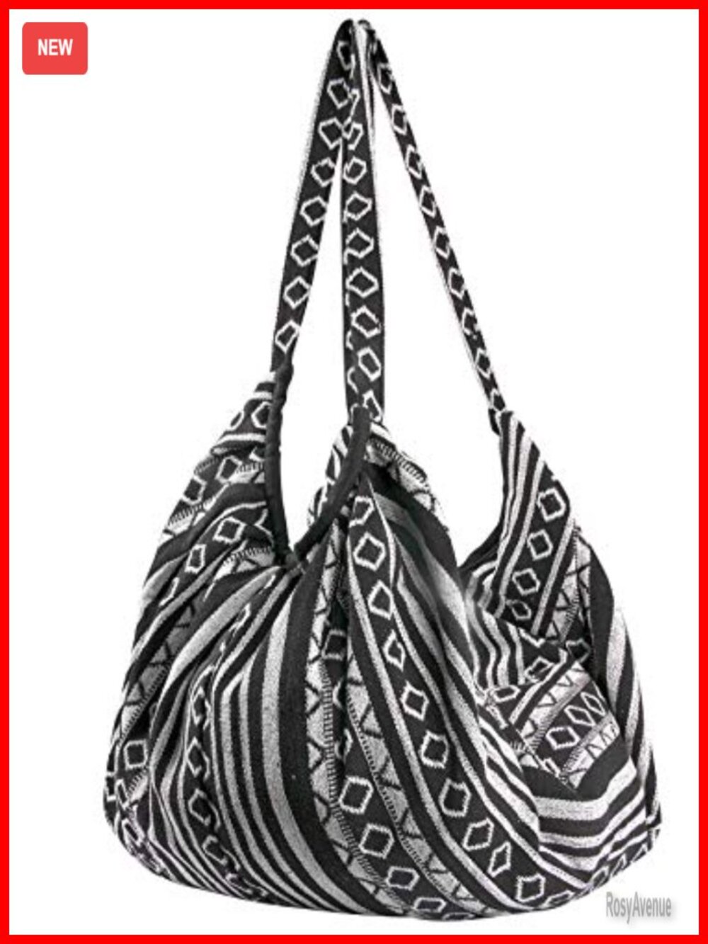 Handmade Woven Cotton Jacquard Shoulder Tote Bag Banana Hobo Purse
